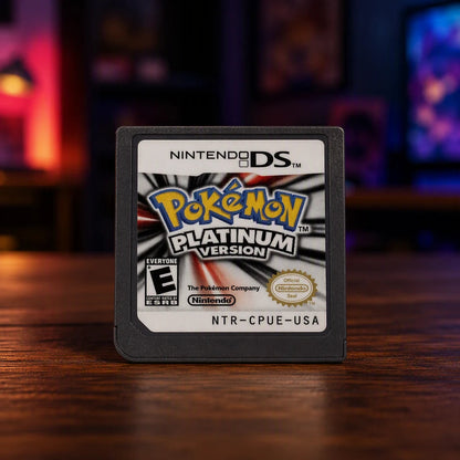 Representative Pokémon Platinum Version for Nintendo DS in a softly lit retro room