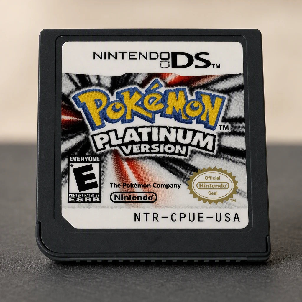 Representative Pokémon Platinum Version for Nintendo DS with the physical game format identified