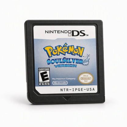 Representative Pokemon SoulSilver Version one loose black North American Nintendo DS cartridge on a clean white catalog background, not the specific RGM unit