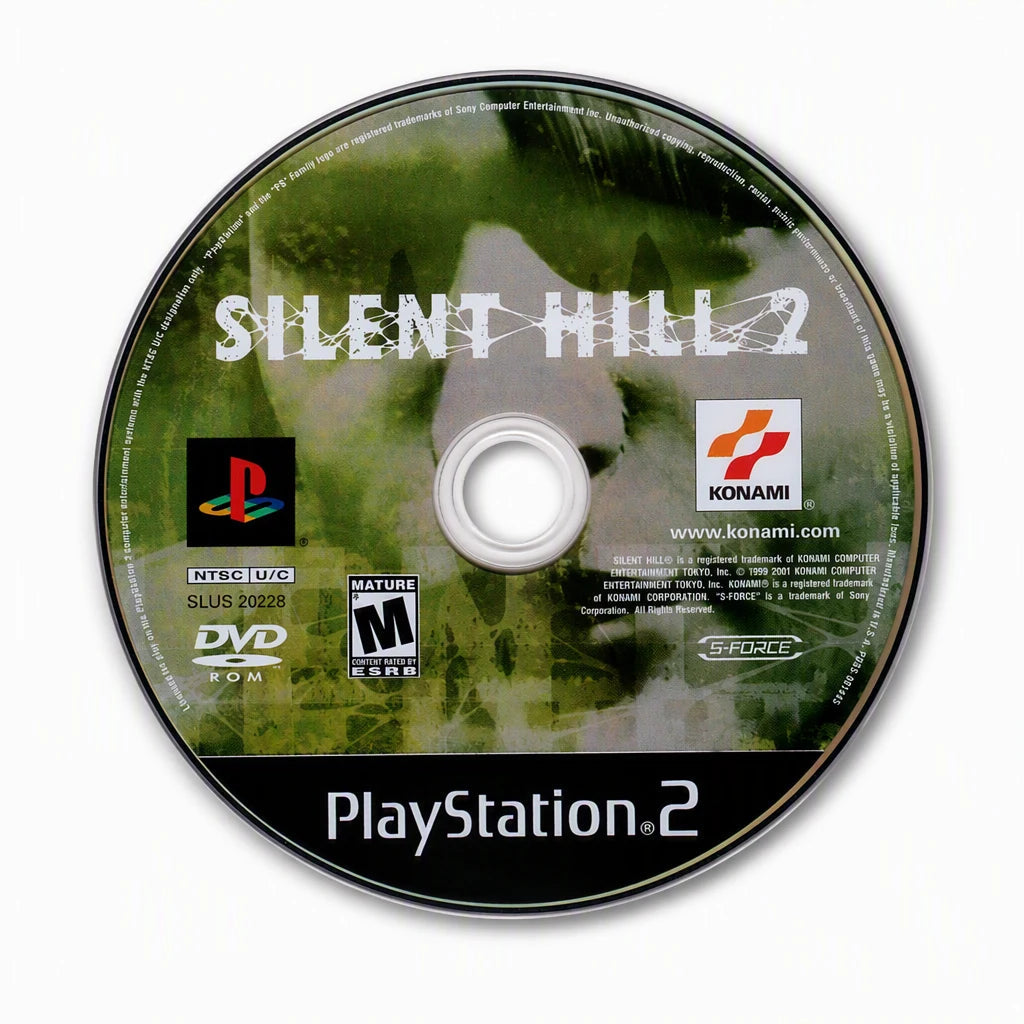 Representative Silent Hill 2 one loose black-label North American PlayStation 2 DVD disc on a clean white catalog background, not the specific RGM unit