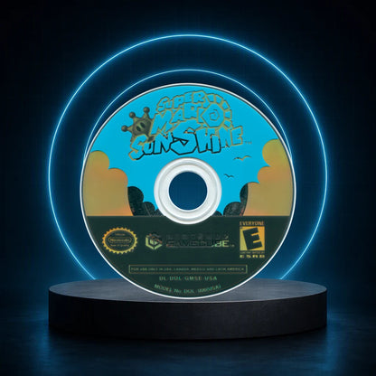 Representative Super Mario Sunshine loose usa game disc on a blue halo display stage, not the specific RGM unit