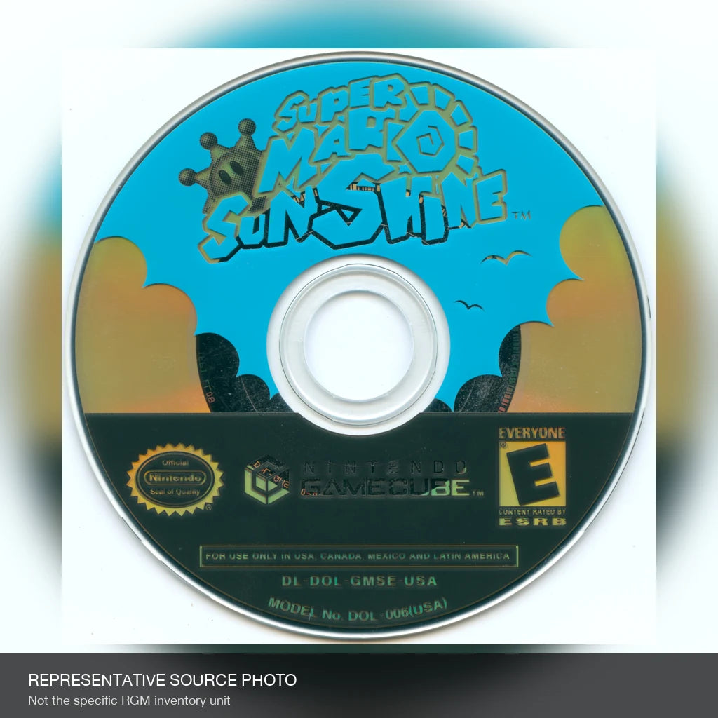 Representative Super Mario Sunshine loose usa game disc in the cropped representative source photograph, not the specific RGM unit