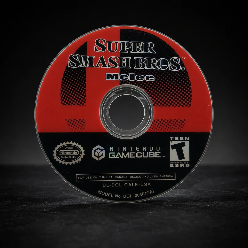 Representative Super Smash Bros. Melee for GameCube in a dark collector studio
