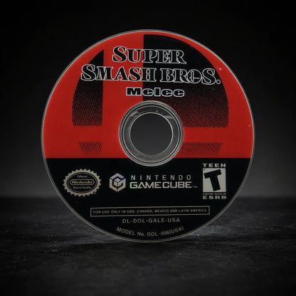 Representative Super Smash Bros. Melee for GameCube in a dark collector studio