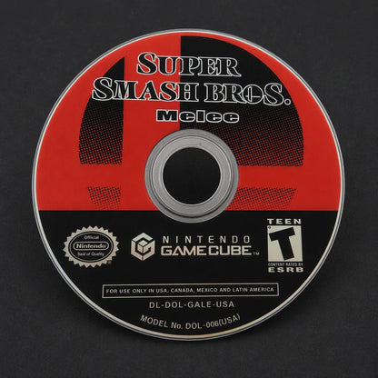 Representative Super Smash Bros. Melee for GameCube with a close view of the printed label