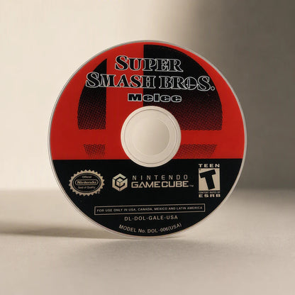 Representative Super Smash Bros. Melee for GameCube with the physical game format identified