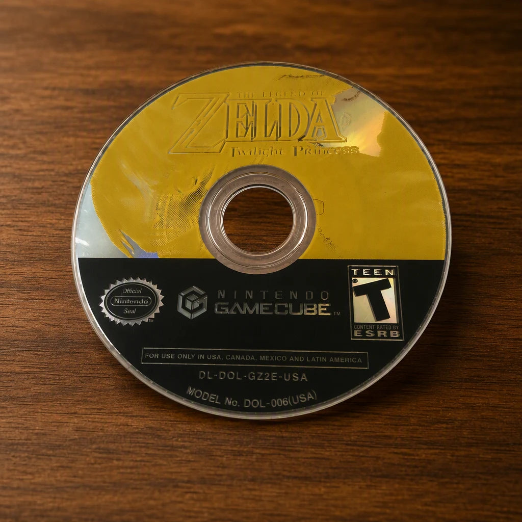 Representative The Legend of Zelda: Twilight Princess for GameCube on a walnut tabletop