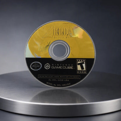 Representative The Legend of Zelda: Twilight Princess for GameCube on a metal display plinth