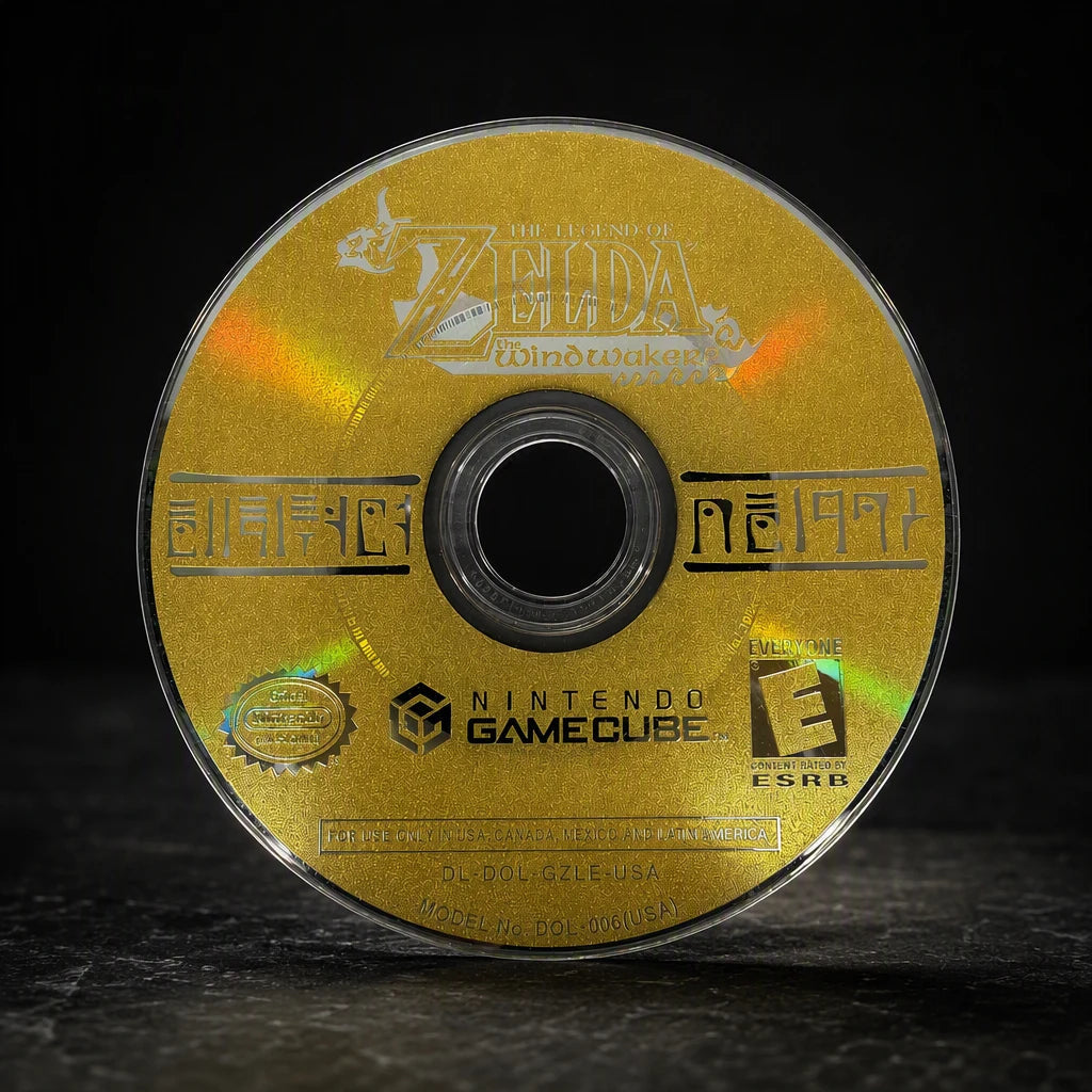 Representative The Legend of Zelda: The Wind Waker for GameCube in a dark collector studio