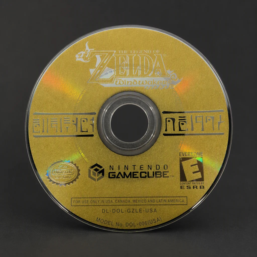 Representative The Legend of Zelda: The Wind Waker for GameCube with a close view of the printed label