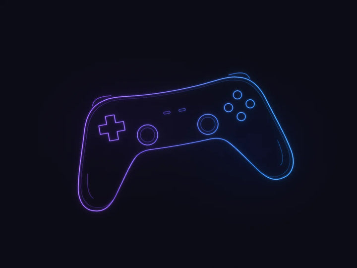Neon outline of a game controller