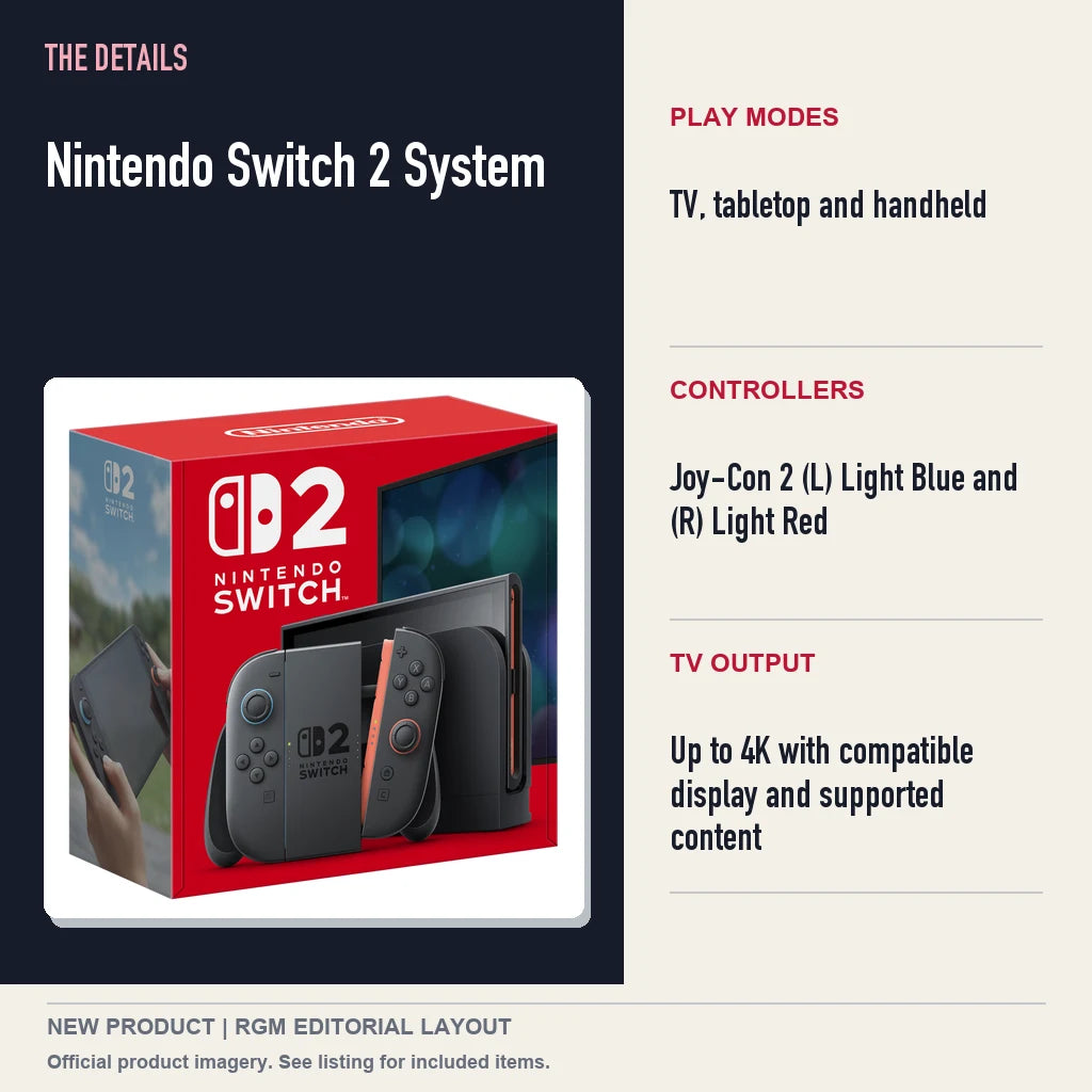 Nintendo Switch 2 System, specifications and product image.