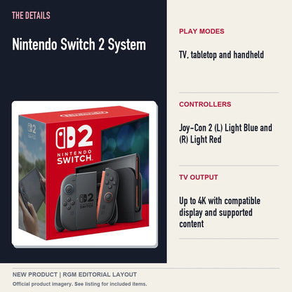 Nintendo Switch 2 System, specifications and product image.
