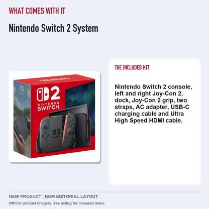 Nintendo Switch 2 System, included contents guide.