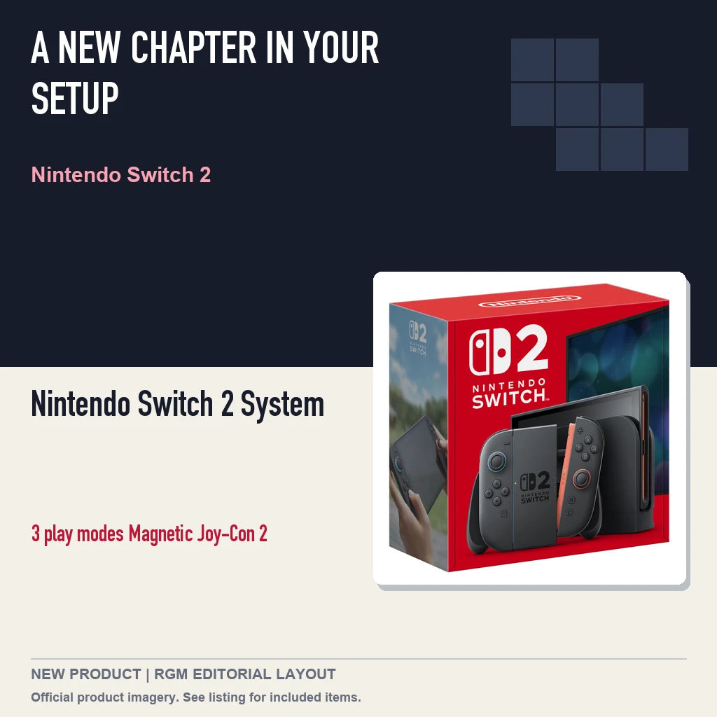 Nintendo Switch 2 System, editorial gaming setup layout.