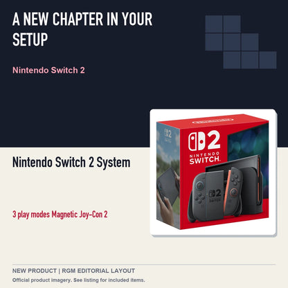 Nintendo Switch 2 System, editorial gaming setup layout.