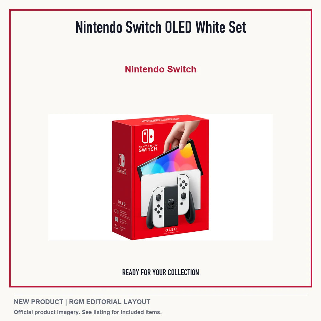 Nintendo Switch OLED White Set, minimal product presentation.