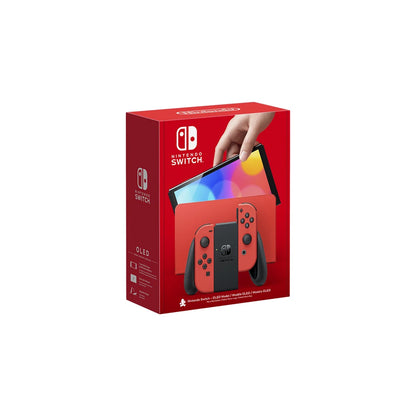 Nintendo Switch OLED Mario Red Edition, official product image on white.