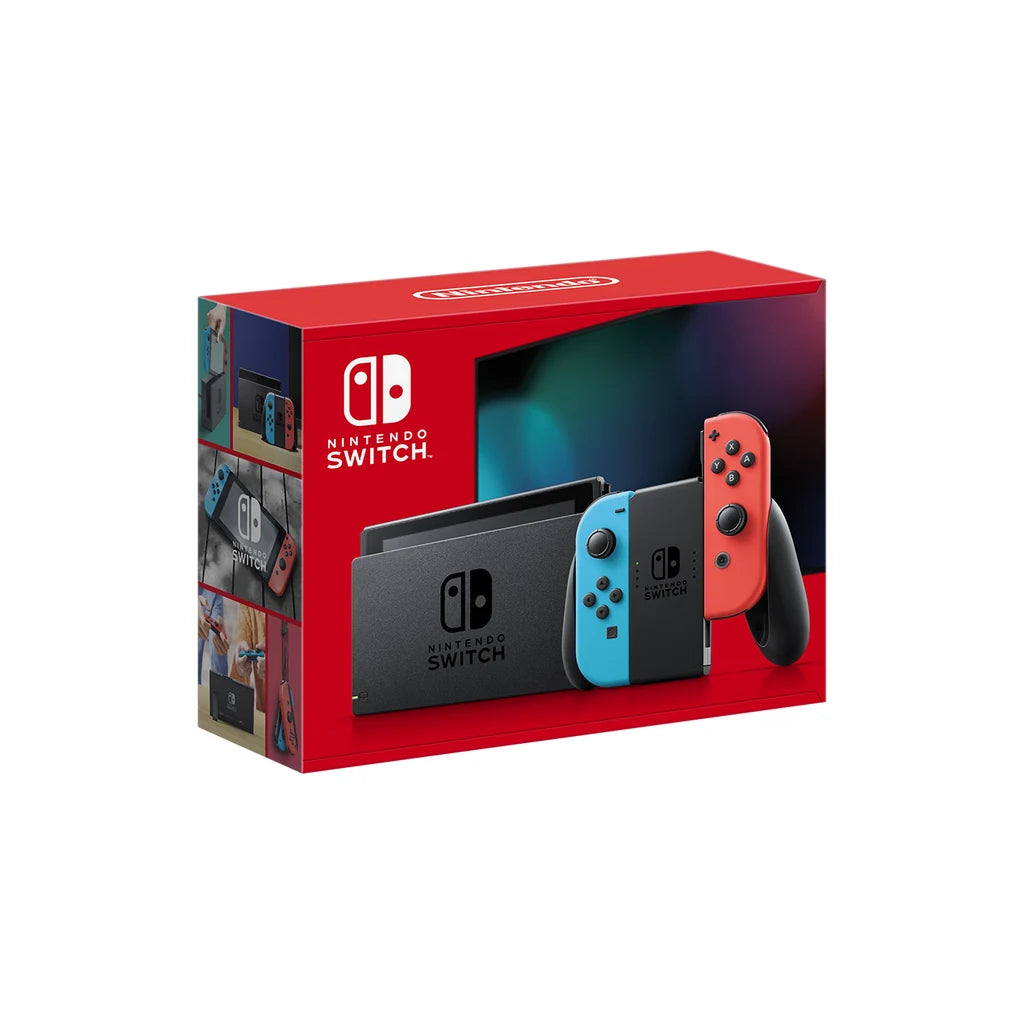 Nintendo Switch Neon Blue and Red, official product image on white.