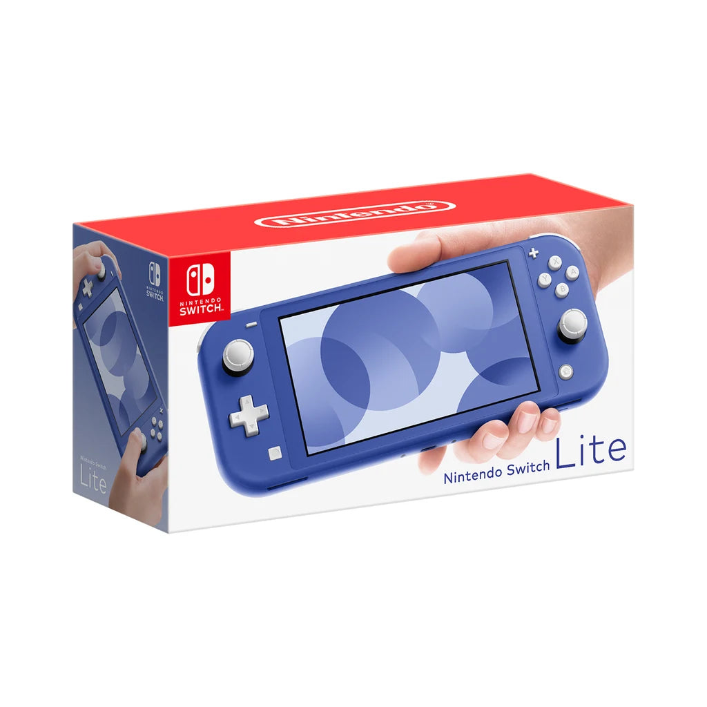 Nintendo Switch Lite Blue, official product image on white.