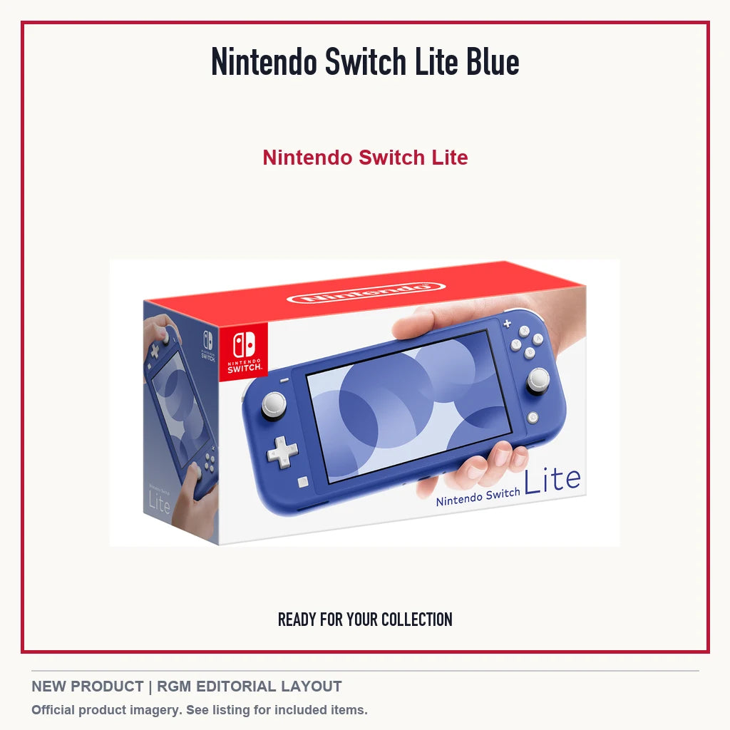 Nintendo Switch Lite Blue, minimal product presentation.