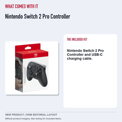 Nintendo Switch 2 Pro Controller, included contents guide.