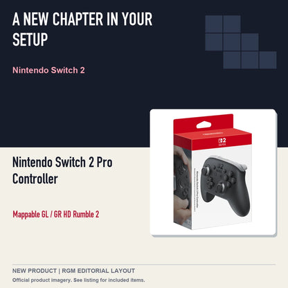 Nintendo Switch 2 Pro Controller, editorial gaming setup layout.