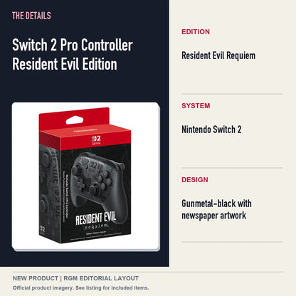 Switch 2 Pro Controller Resident Evil Edition, specifications and product image.