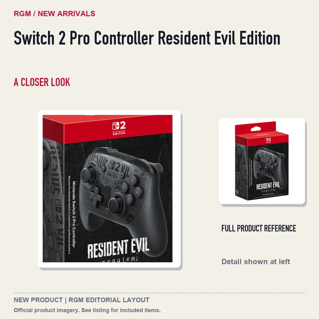 Switch 2 Pro Controller Resident Evil Edition, full product reference with detail crop.