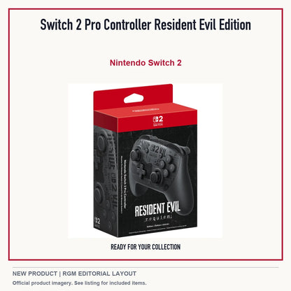 Switch 2 Pro Controller Resident Evil Edition, minimal product presentation.