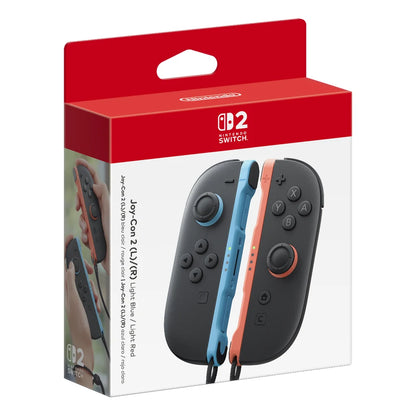 Joy-Con 2 Light Blue and Light Red, official product image on white.
