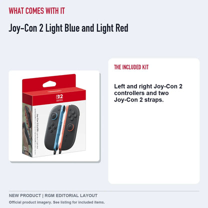 Joy-Con 2 Light Blue and Light Red, included contents guide.