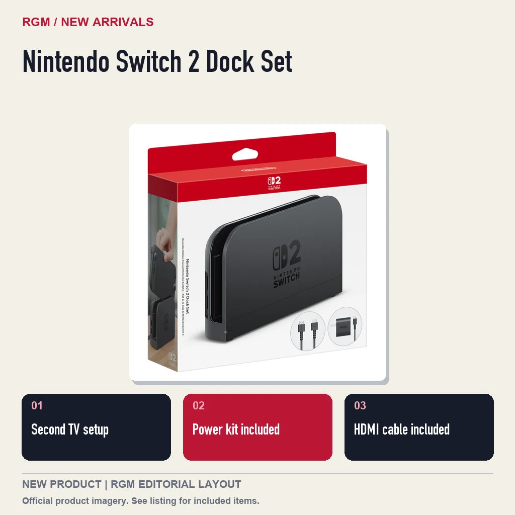 Nintendo Switch 2 Dock Set, three feature highlights.