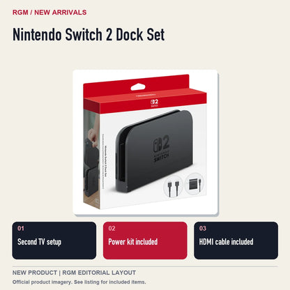 Nintendo Switch 2 Dock Set, three feature highlights.