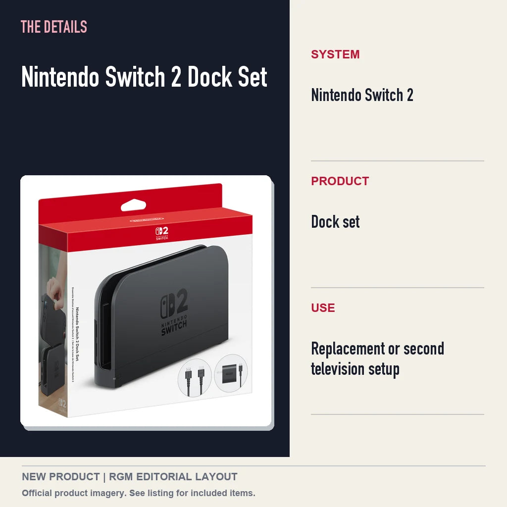 Nintendo Switch 2 Dock Set, specifications and product image.