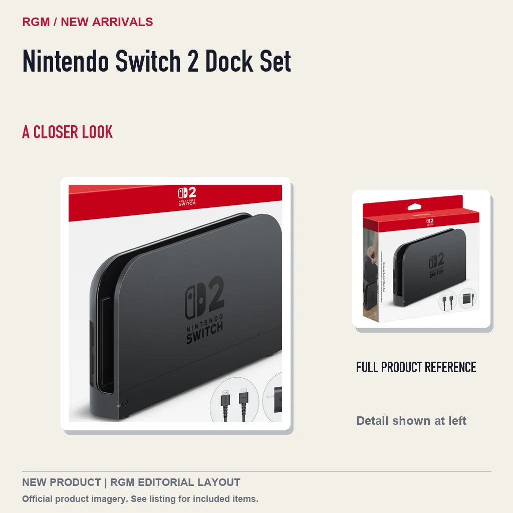 Nintendo Switch 2 Dock Set, full product reference with detail crop.