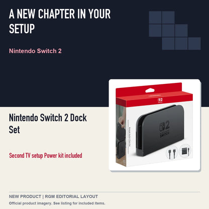 Nintendo Switch 2 Dock Set, editorial gaming setup layout.