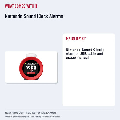 Nintendo Sound Clock Alarmo, included contents guide.