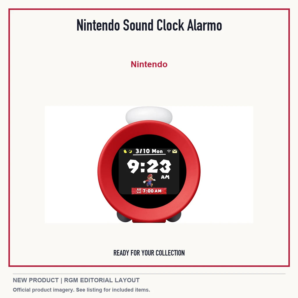 Nintendo Sound Clock Alarmo, minimal product presentation.