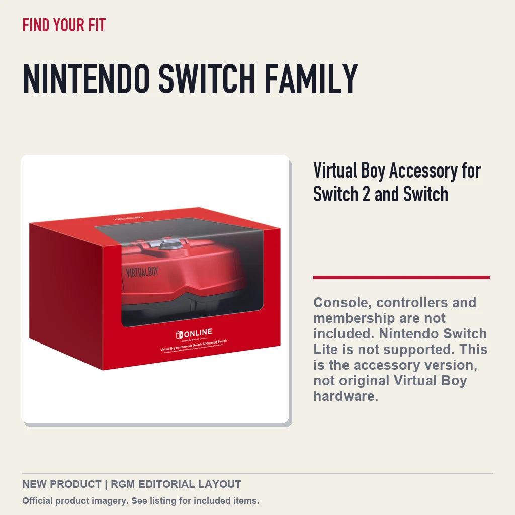 Virtual Boy Accessory for Switch 2 and Switch, platform and compatibility guide.