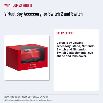 Virtual Boy Accessory for Switch 2 and Switch, included contents guide.
