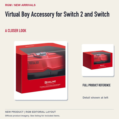 Virtual Boy Accessory for Switch 2 and Switch, full product reference with detail crop.