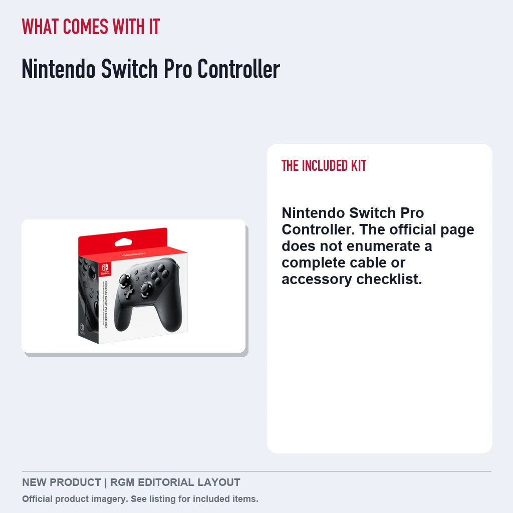 Nintendo Switch Pro Controller, included contents guide.