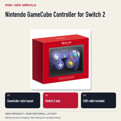 Nintendo GameCube Controller for Switch 2, three feature highlights.