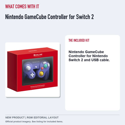 Nintendo GameCube Controller for Switch 2, included contents guide.