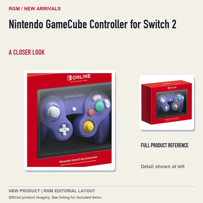 Nintendo GameCube Controller for Switch 2, full product reference with detail crop.