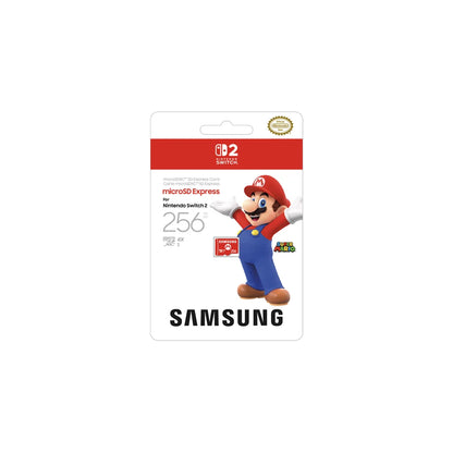 Samsung 256GB microSD Express for Switch 2, official product image on white.