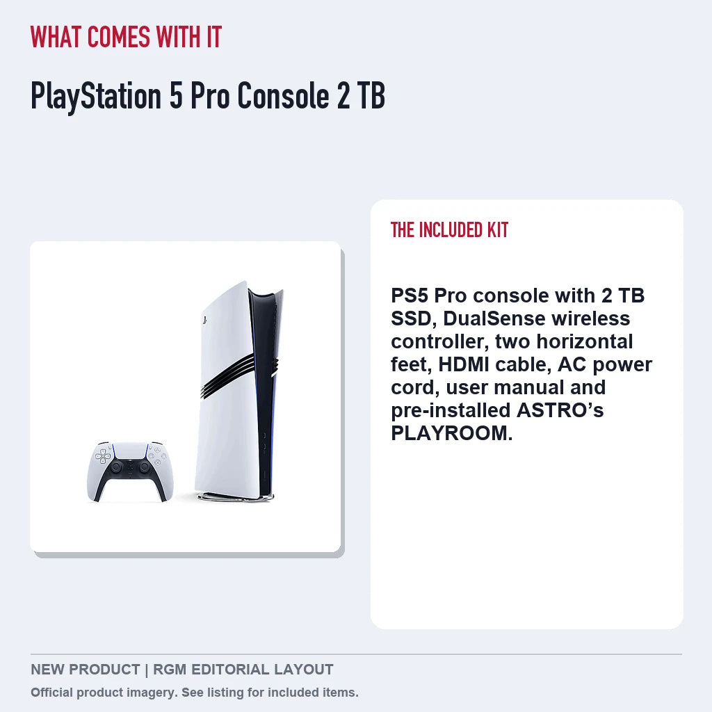 PlayStation 5 Pro Console 2 TB, included contents guide.