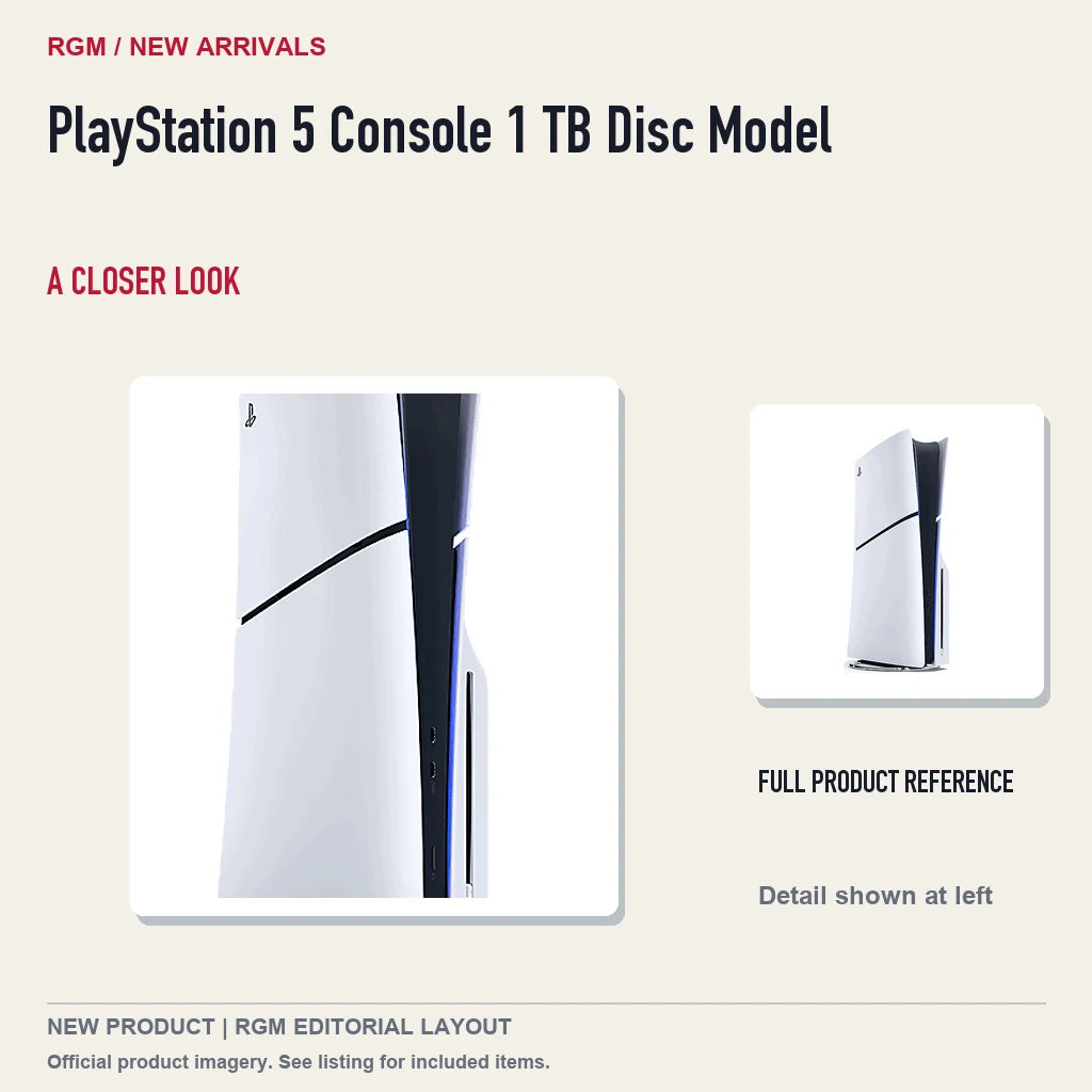 PlayStation 5 Console 1 TB Disc Model, full product reference with detail crop.