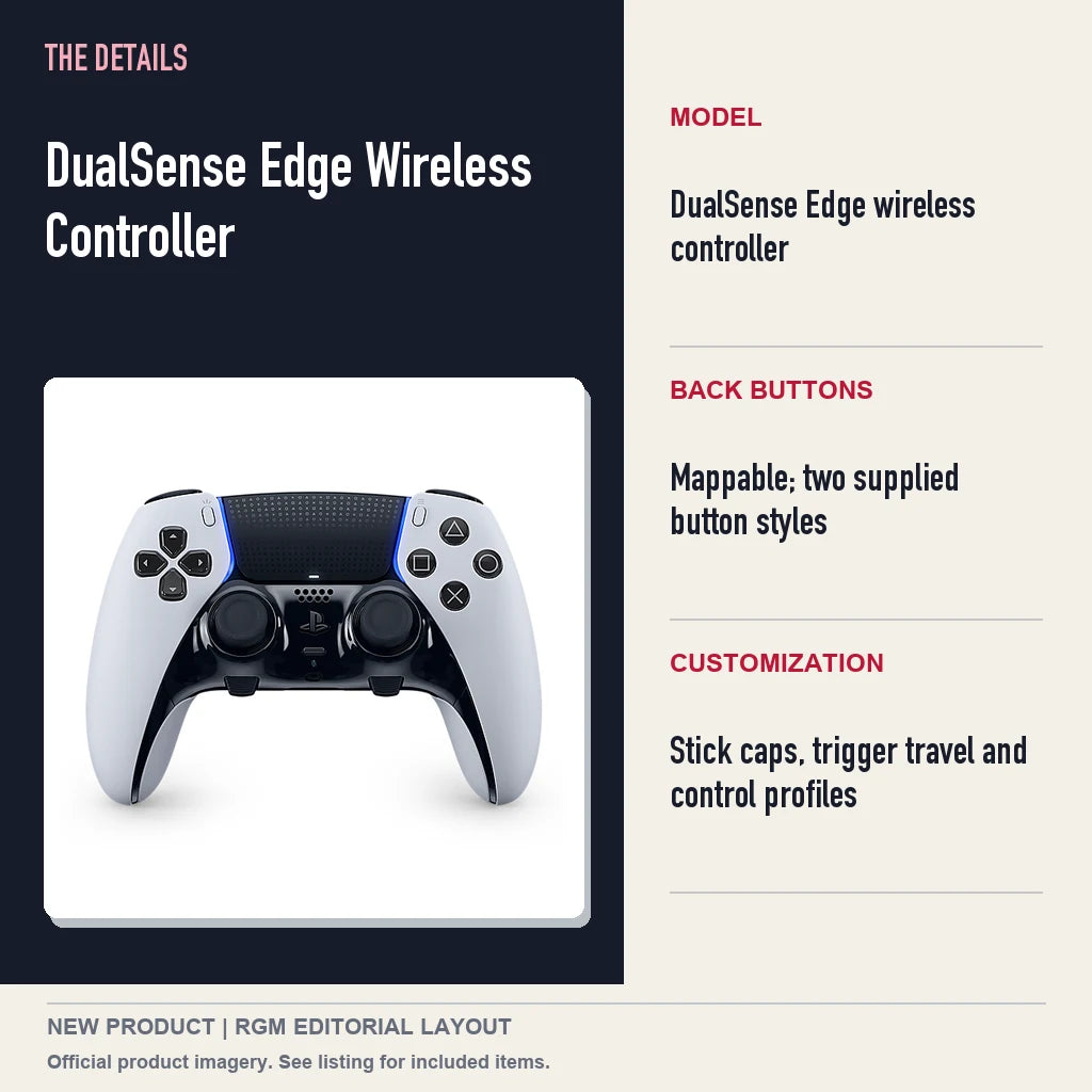 DualSense Edge Wireless Controller, specifications and product image.
